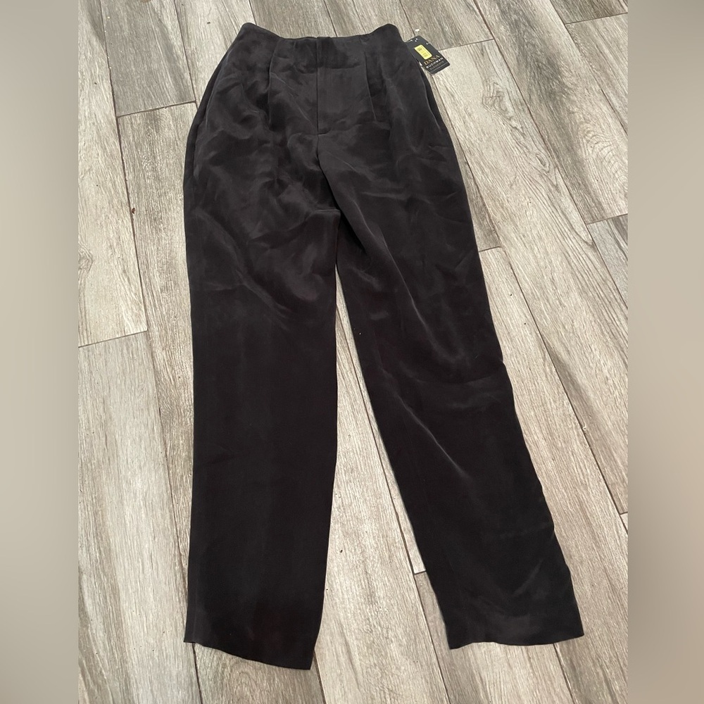 Dana Buchman Elements 100% Silk black Stretch waist zip close dress pants sz 4